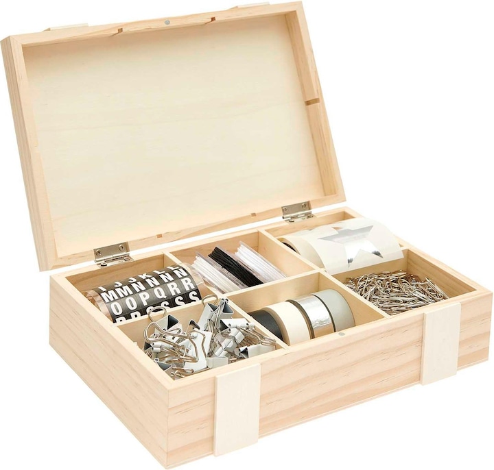 Produktbild Rico Design Holz-Kiste / Aufbewahrungsbox mit 6-facher Einteilung