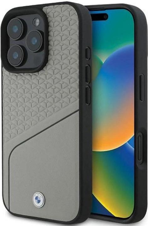 Actual product image BMW BMHMP16L23RDCLG iPhone 16 Pro 6.3" szary/grey hardcase Sign Leather Textured and Line MagSafe (Apple iPhone 16 Pro)