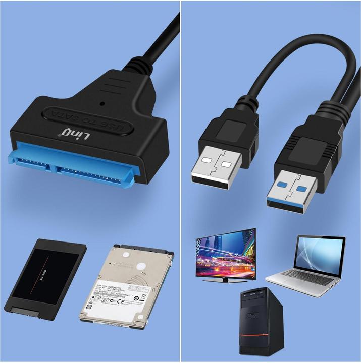 Actual product image LinQ TPC595, USB > SATA / SSD 2.5" adapter cable