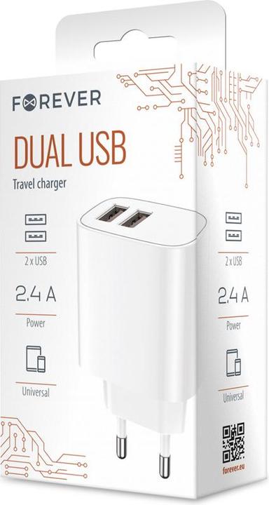 Actual product image Forever Core Forever wall charger 2xUSB 2,4A LS-03 white (2 ports)