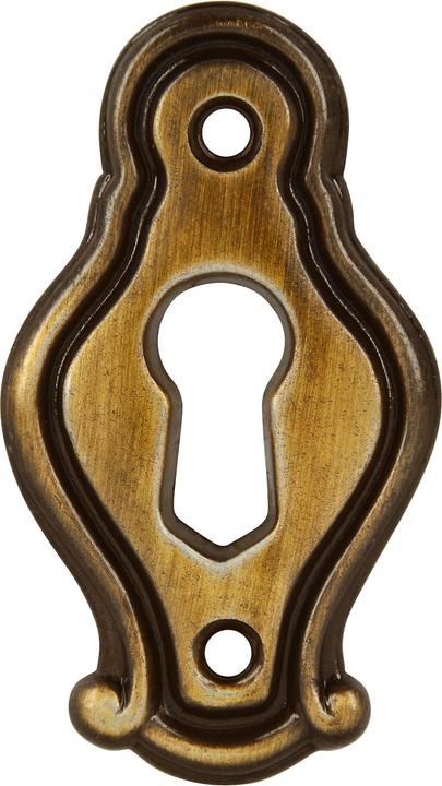 Actual product image Siro Mondial key plate width 27 mm, height 46 mm, patinated brass