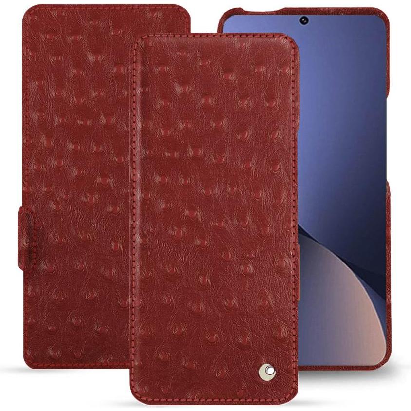 Noreve Lederschutzhülle horizontal (Xiaomi 12 Pro), Smartphone Hülle, Rot
