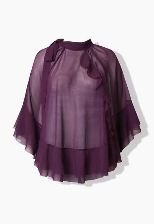 Immagine prodotto Ulla Popken Blusa a mantella di chiffon con collo alto e sciarpetta (58, 60, 62)