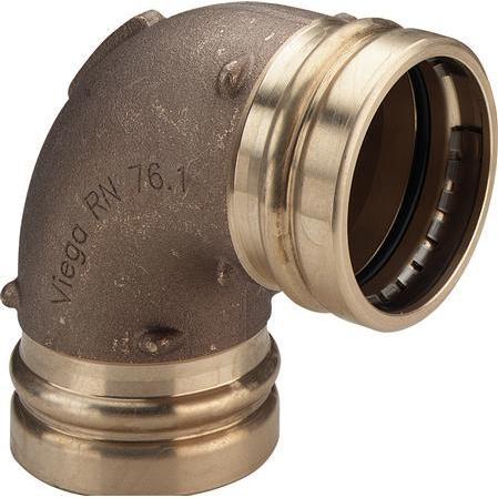 Viega, Rohrverbindungstechnik, Sanpress XL Bogen 90° 76,1 Rotmessing/glänzend, 350697 (Pressverbindung)