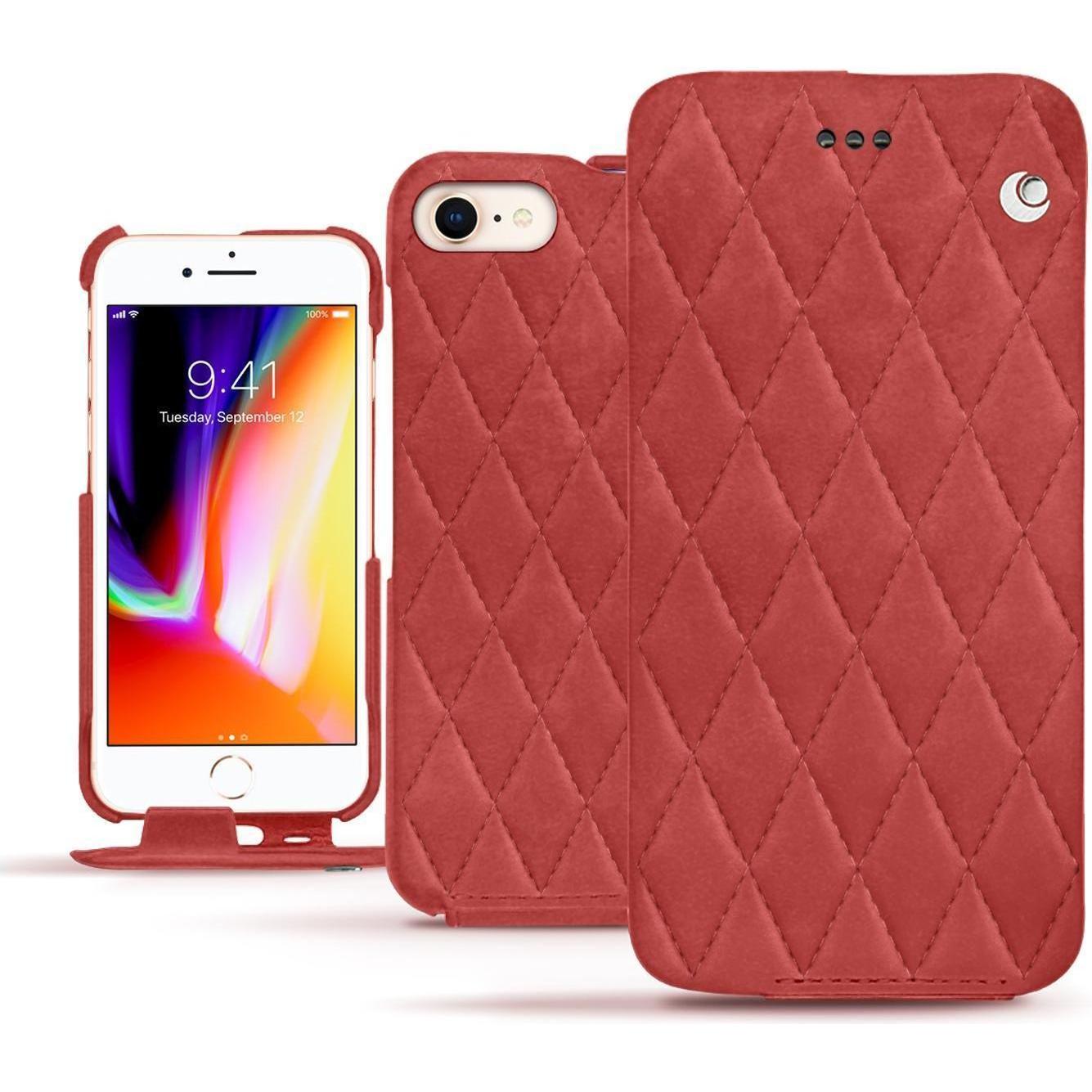 Thumbnail - Noreve Lederschutzhülle vertikal (Apple iPhone 8), Smartphone Hülle, Rot