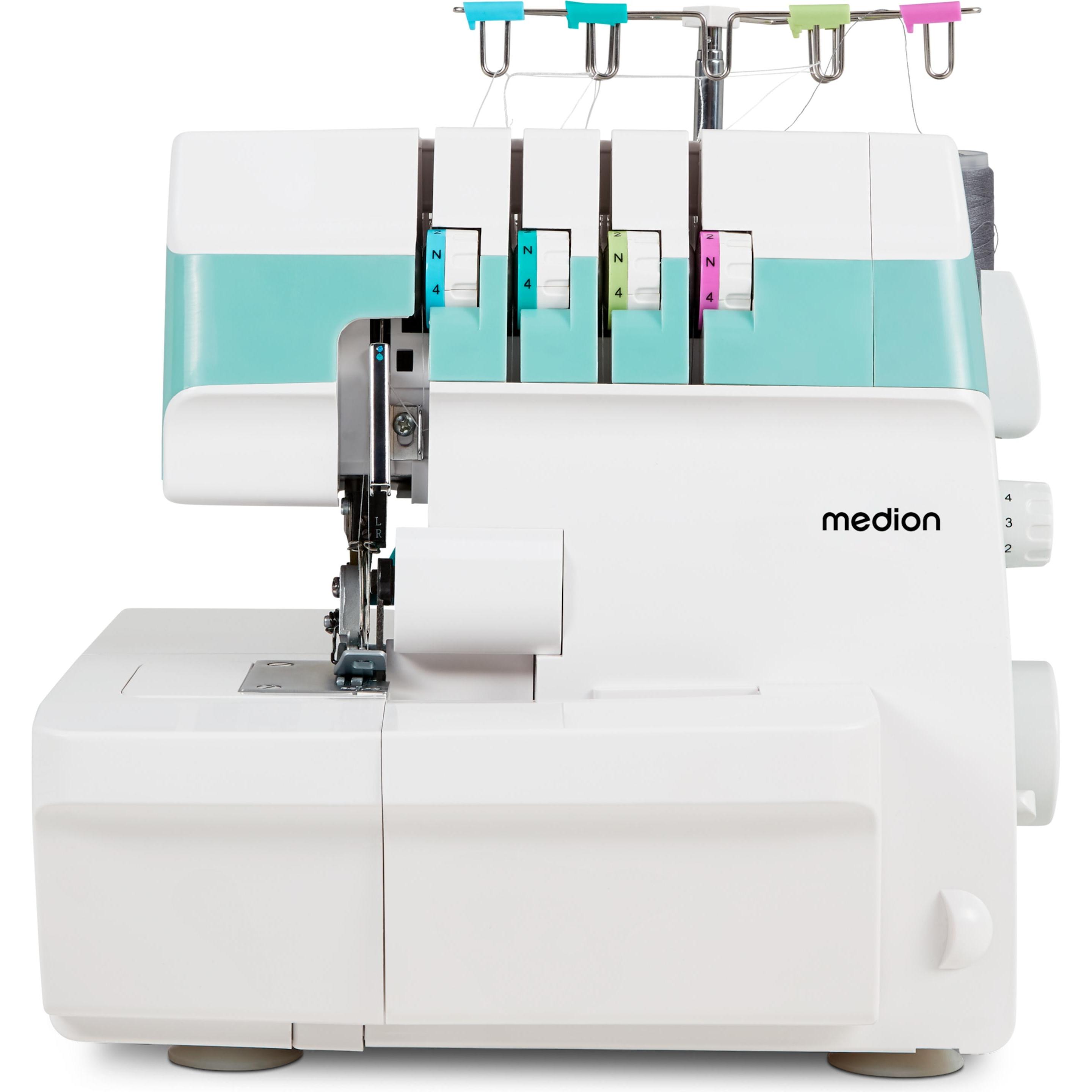 Medion Macchina Per Cucire Life Overlock SO90, Macchina Da Cucire, Bianco, Turchese