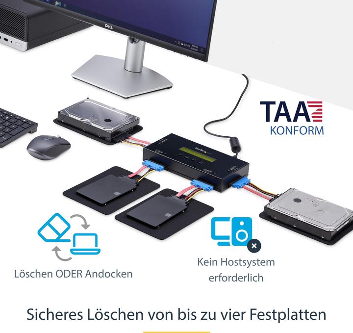 Actual product image StarTech Hard drive eraser for 6.35cm/2.5 or 8.89cm/3.5 inch SATA drives - 4 bays - Standalone...