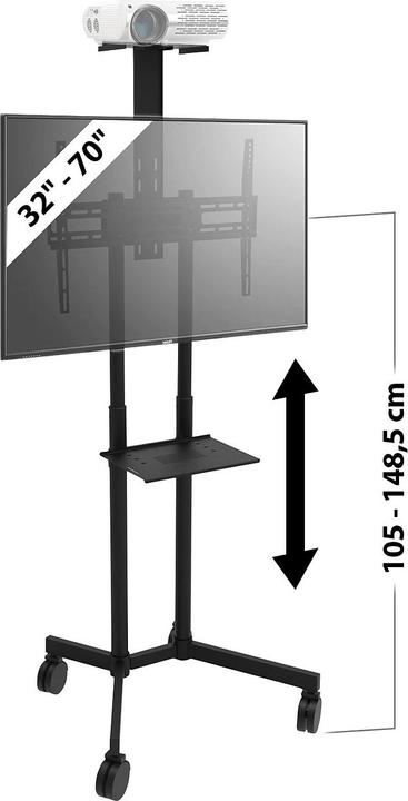 Produktbild General Office Mobiler TV-Wagen mit AV- und Beamer-Halter (70", 30 kg)