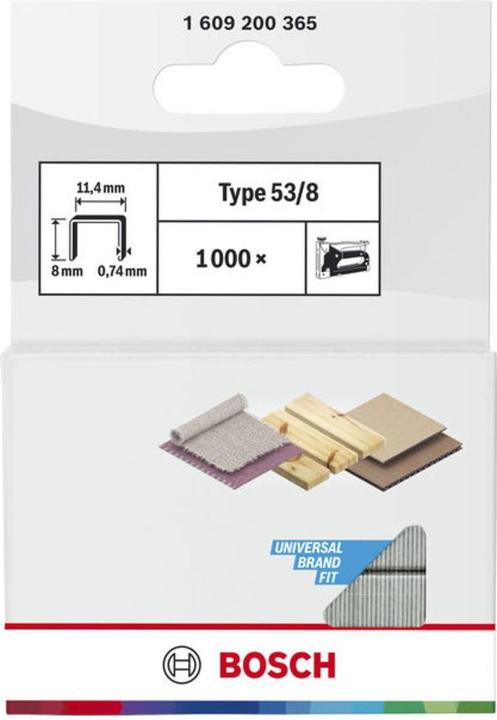Actual product image Bosch Professional Zubehör Fine wire staple type 53, 11.4 x 0.74 x 8 mm, pack of 1000