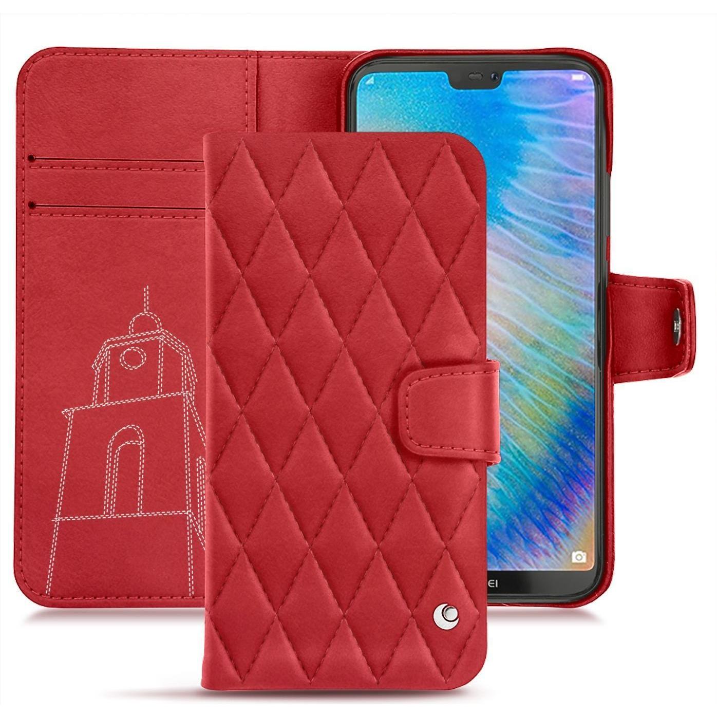 Noreve Lederschutzhülle Wallet (Huawei P20 Lite), Smartphone Hülle, Rot