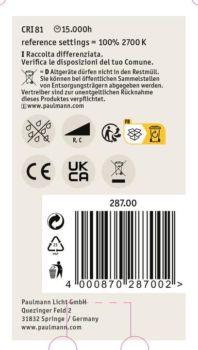 Produktbild Paulmann Allgebrauchslampe (E27, 7.50 W, 806 lm, 1 x, F)