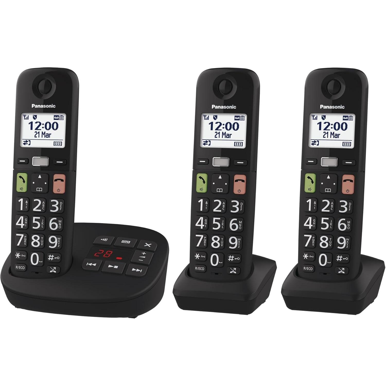 Panasonic DECT KX-TGU133EXB Trio Zwart, Telefon, Schwarz