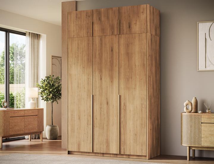 Produktbild ADRK Furniture Bregma III Drehtürenschrank mit Aufsatz (148 x 58 x 250 cm)