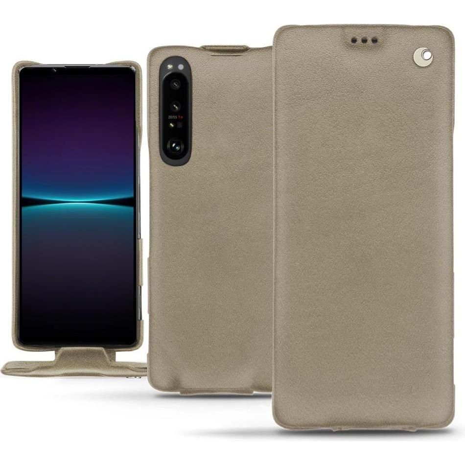 Noreve Lederschutzhülle vertikal (Sony Xperia 1 IV), Smartphone Hülle, Beige