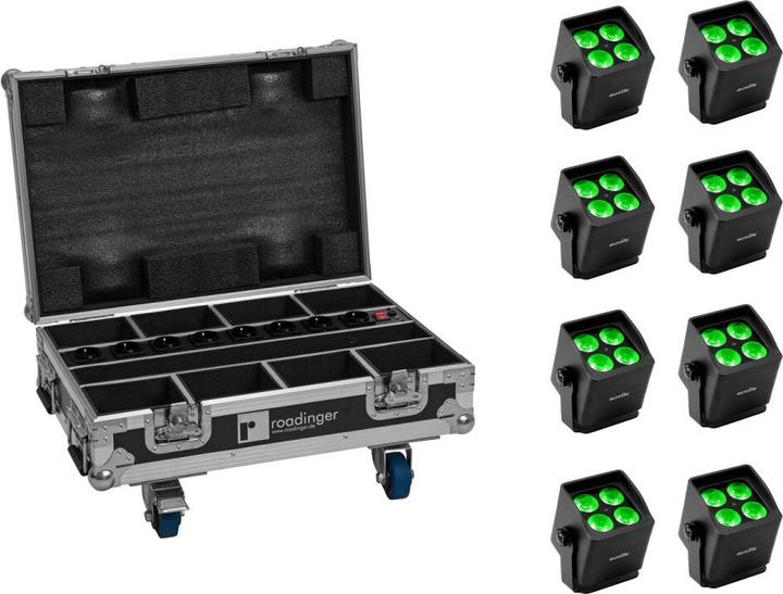 Eurolite Set 8x AKKU Mini IP UP-4 QCL Spot MK2 + Case mit Ladefunktion