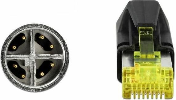 Actual product image Delock Network cable M12 8 pin X-coded to RJ45 Hirose plug TPU 3 m (S/FTP, CAT6a, 3 m)