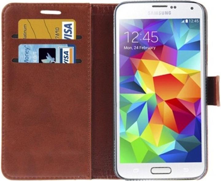 Produktbild König Design Schutzhülle Handytasche (Flip Quer) für Handy Samsung Galaxy S5 / S5 Neo Braun (Samsung Galaxy S5, Samsung Galaxy S5 Neo)