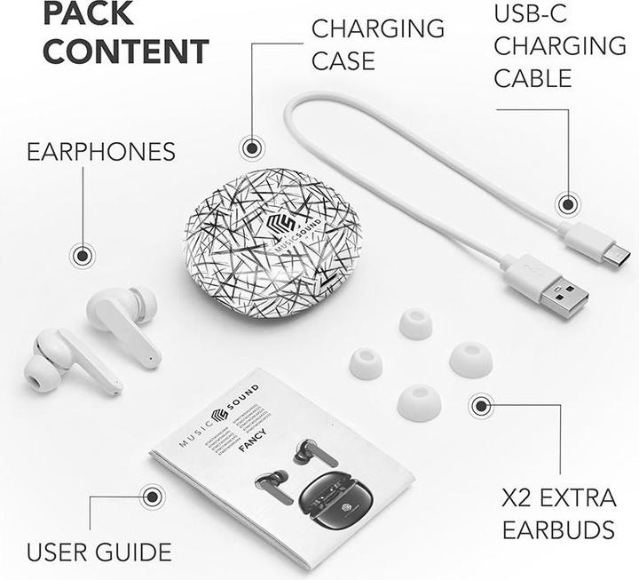 Produktbild Cellularline Music & Sound Bluetooth Earphones Fancy Lines White (5 h, Kabellos)