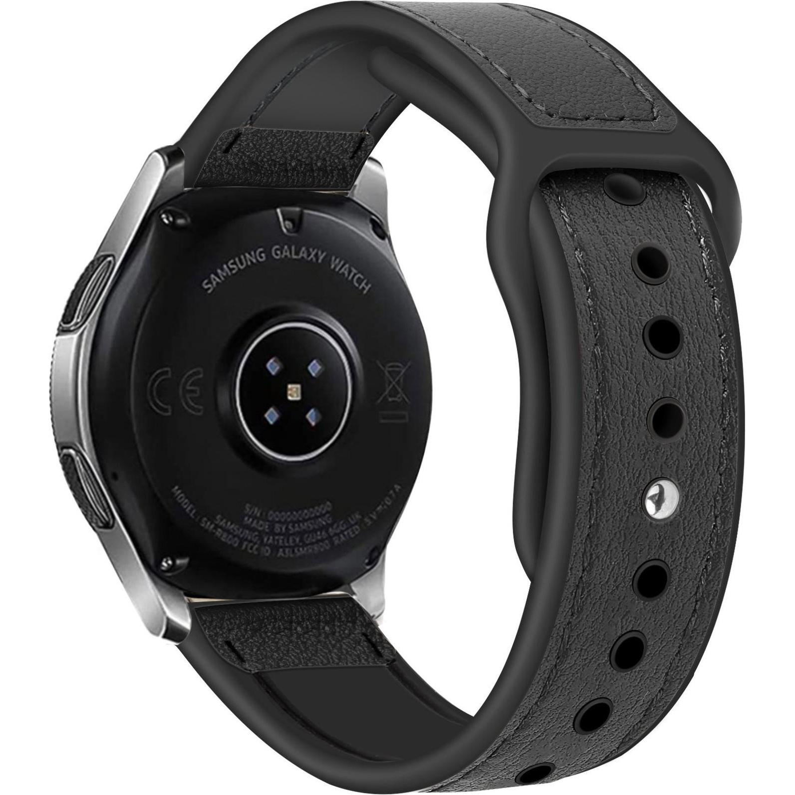 Thumbnail - Strap-it Leder-Hybridarmband (Leder und Silikon, Xiaomi Mi Watch), Uhrenarmband, Schwarz