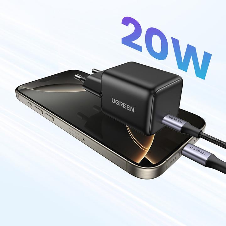 Image du produit Ugreen - Wall Charger X512 (55553) - USB-C, GaN, Fast Charging, 20W, PD3.0, QC4, 3A - Black (20 W)