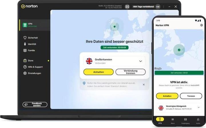 NortonLifeLock Symantec Norton VPN Plus ESD, Vollversion, 5 PC, 1Jahr, 10 GB (12 mesi)