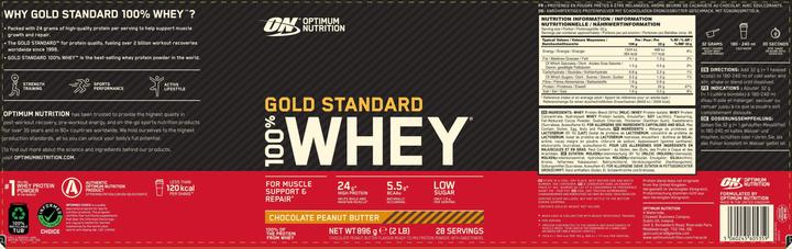 Nährwerte und Zutaten Optimum Nutrition 100% Whey Gold Standard (Chocolate, Peanut Butter, 1 Stk., 908 g)