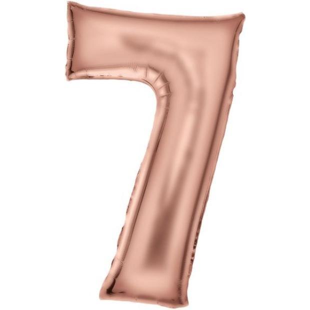 Amscan Zahlenballon Roségold Zahl 7 Seidenglanz - 86cm - leer