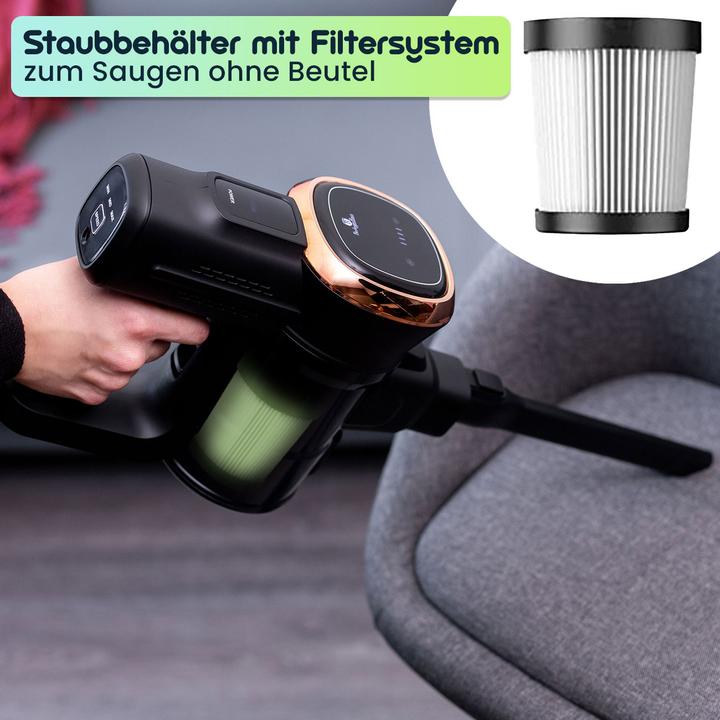 Immagine prodotto BerlingerHaus Aspirapolvere a batteria di design, motore BLDC da 220 W, batteria Li-ION da 25,9 V, nero-oro rosa