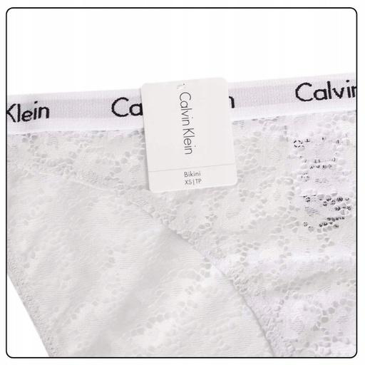 Actual product image Calvin Klein Ladies' briefs bikini shape with lace, silver (Silver Haze), M (M, Single pack)