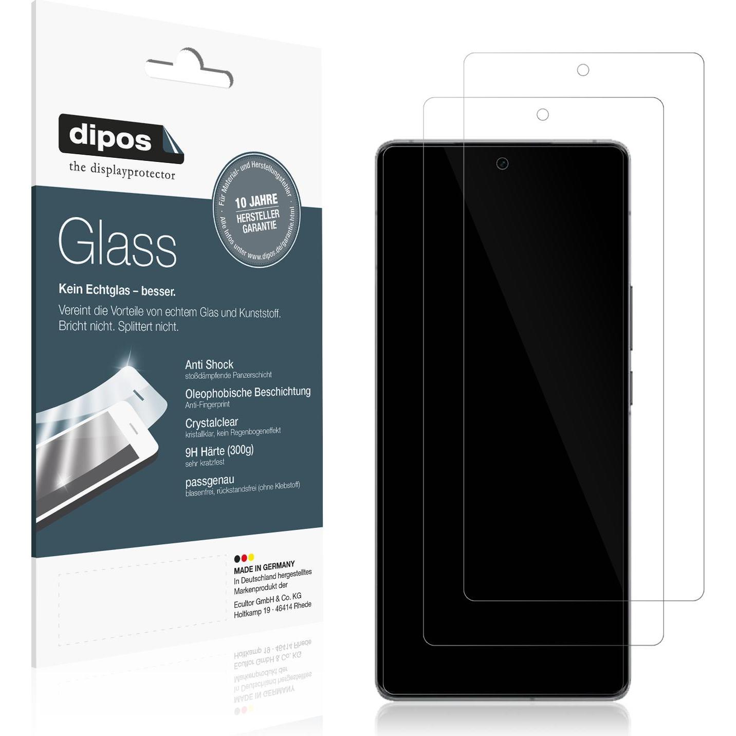 Dipos Displayschutz Anti-Shock (2 Stück, Vivo X90 Pro Plus), Smartphone Schutzfolie, Transparent