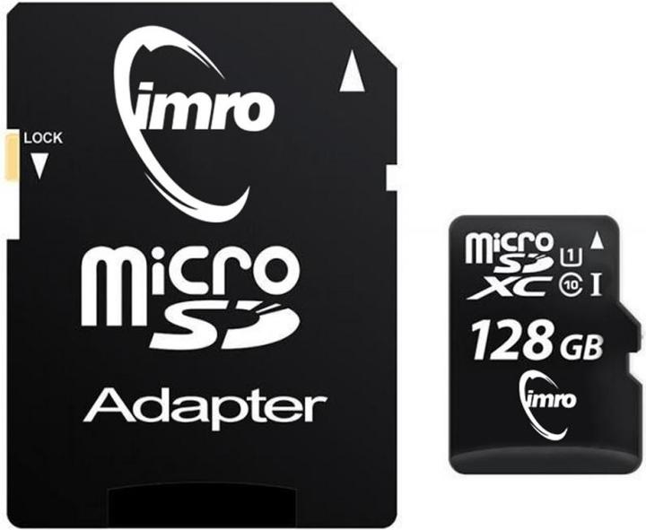 Productafbeelding IMRO 10/128G UHS-I ADP Geheugenkaart 128 GB MicroSDHC Klasse 10 (128 GB, microSDHC, U1, UHS-I)
