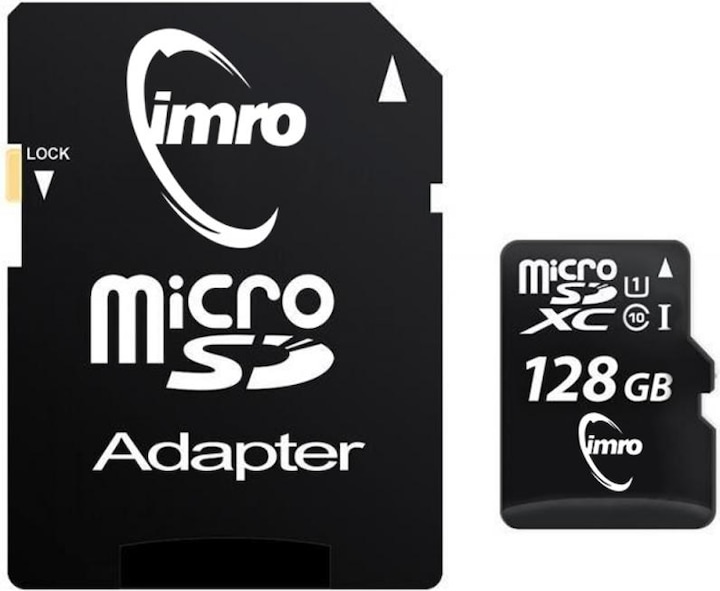 Actual product image IMRO 10/128G UHS-I ADP Memory Card 128 GB MicroSDHC Class 10 (128 GB, microSDHC, U1, UHS-I)
