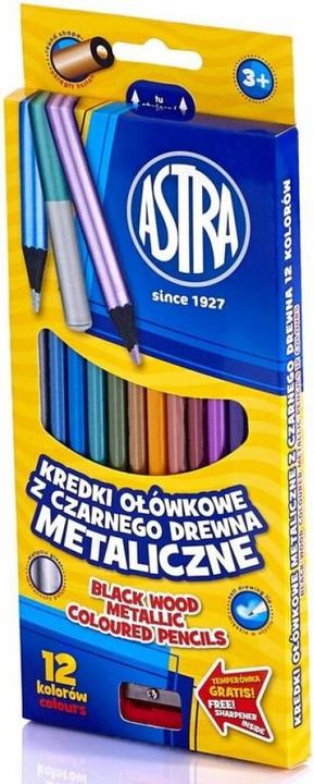 Actual product image Astra Metallic coloured pencils 12 pieces with pencil sharpener (Black, 12 x)