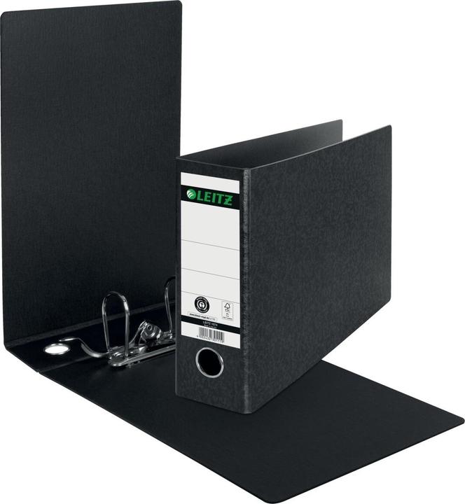 Produktbild Leitz Hartpappe-Ordner, 180 Grad, DIN A4 quer, 77 mm,schwarz Einband aus Hartpappe, mit aufgeklebtem (A4, 77 mm, 1 Stk.)