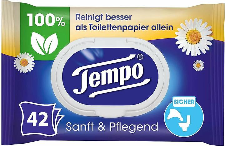 Productafbeelding Tempo Natte doekjes zacht&verzorgend kamille (42 Stuk)