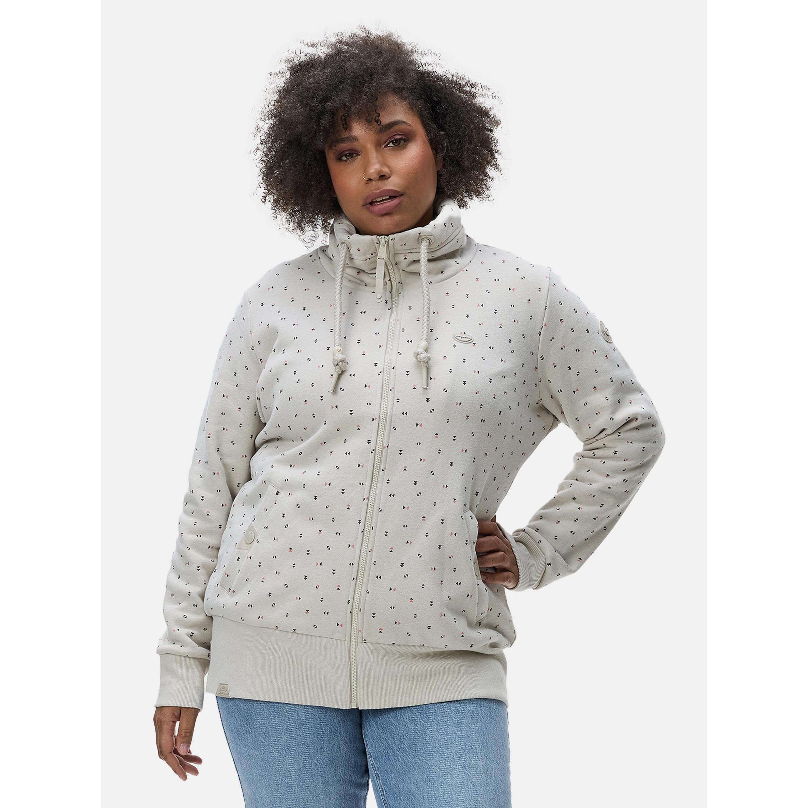 Ragwear, Damen, Pullover, Rylie Print Zip Plus, Beige, (44)