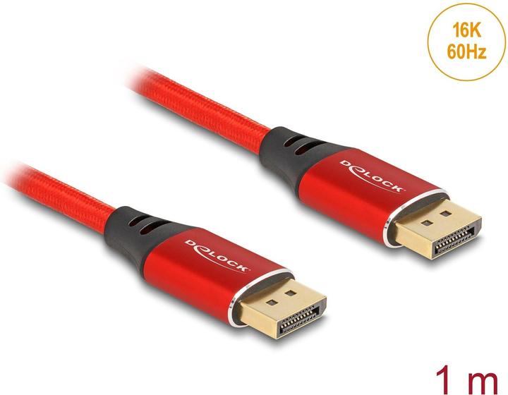 Produktbild Delock DisplayPort Kabel 16K 60 Hz 1 m rot Metall (1 m, DisplayPort, 2.1)