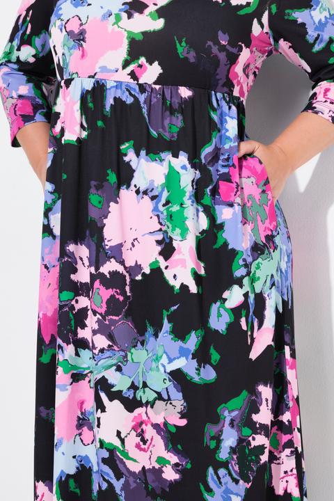 Produktbild Ulla Popken Jerseykleid, A-Linie, Carree-Ausschnitt, 3/4-Arm, Taschen (62)