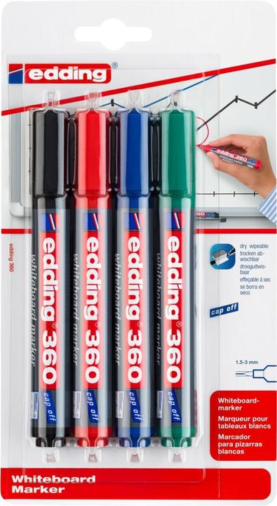 Image du produit Edding e-360 Whiteboard marker set af 4 assorterede farver (4 x)