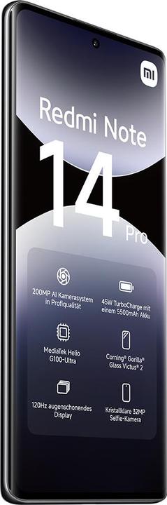 Produktbild Xiaomi Redmi Note 14 Pro (512 GB, Midnight Black, 6.67", Hybrid Dual SIM, 4G)