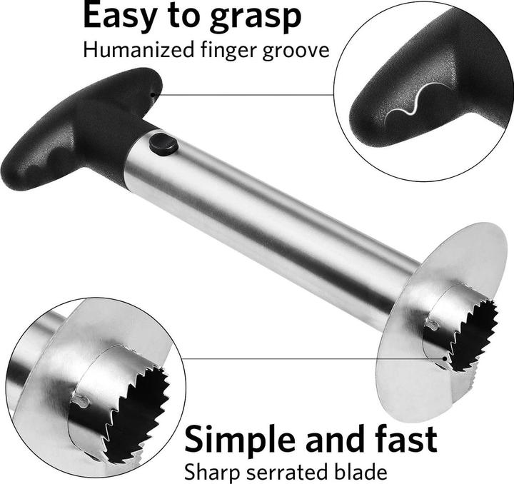 Produktbild ASMI Edelstahl Ananasentkerner, Ananasschneider Schwarz
