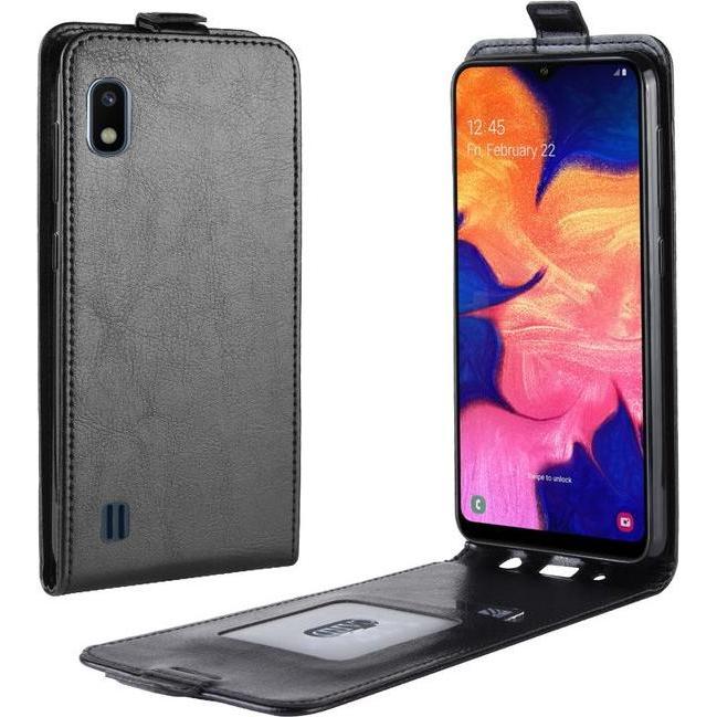 MU Classic Leder Flipcase Hülle (Samsung Galaxy A10), Smartphone Hülle, Schwarz