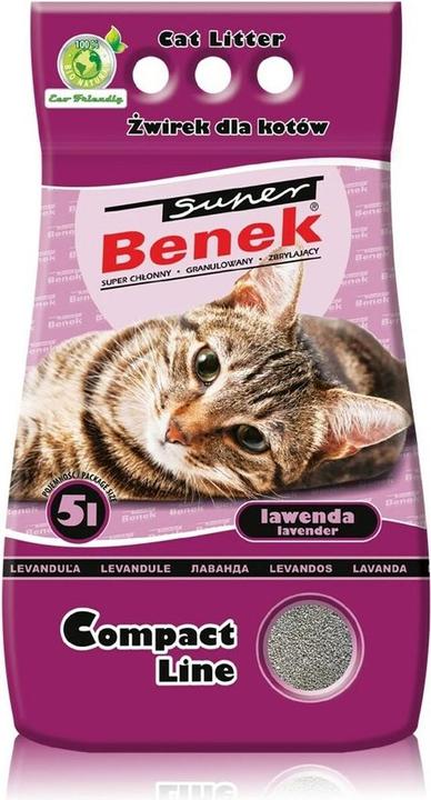 Image du produit Super Benek Certech Compact Lavande - Litière pour chats agglomérante 5 l (Agglomérant, Absorption rapide, Parfumé, 4.40 kg)
