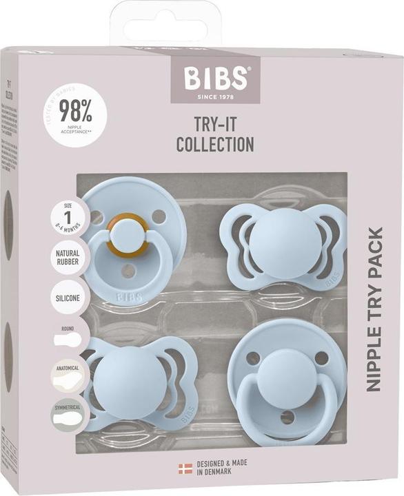Image du produit Bibs tétine Try-It Collection, bébé bleu (4 x, jusqu'à 6 M.)