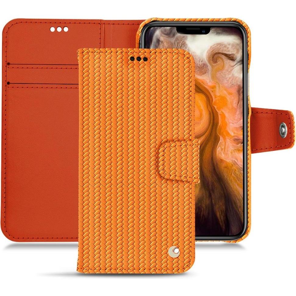 Noreve Lederschutzhülle Wallet (Apple iPhone 11 Pro Max), Smartphone Hülle, Orange