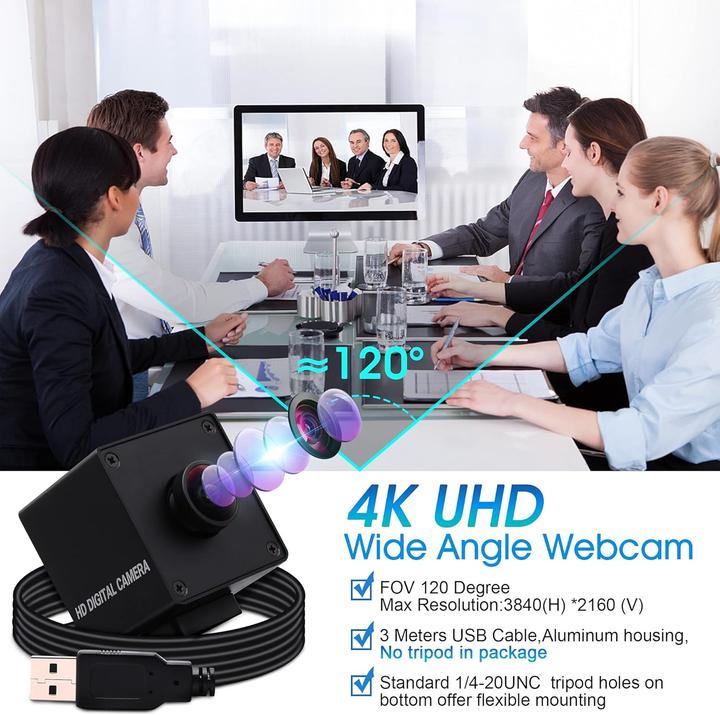 Produktbild ELP 4K Ultra HD Weitwinkel-Webcam mit 170° Objektiv