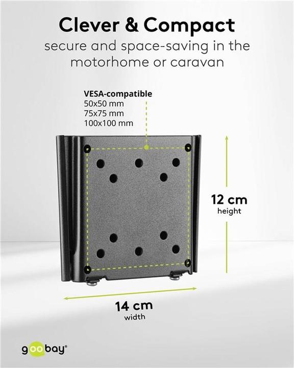 Image du produit Goobay Support TV mural Caravan FIXED S (Mur, 30 kg, 13" - 27")