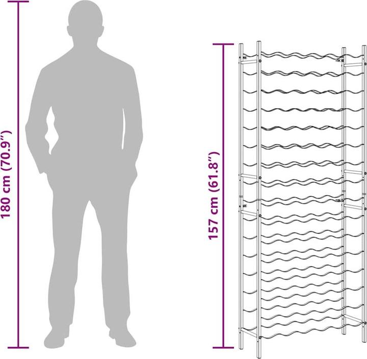Actual product image vidaXL Weinregal (64 x 22 x 157 cm, 96 Fl.)