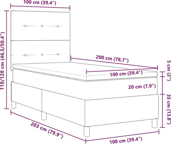 Produktbild vidaXL Boxspringbett (100 x 200 cm)
