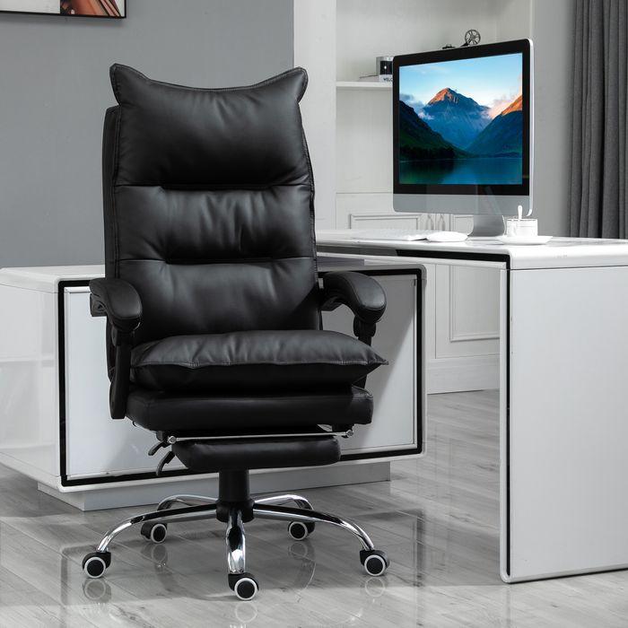 Image du produit Swisshandel24 Chaise de bureau avec repose-pieds Similicuir noir (55 - 63 cm)